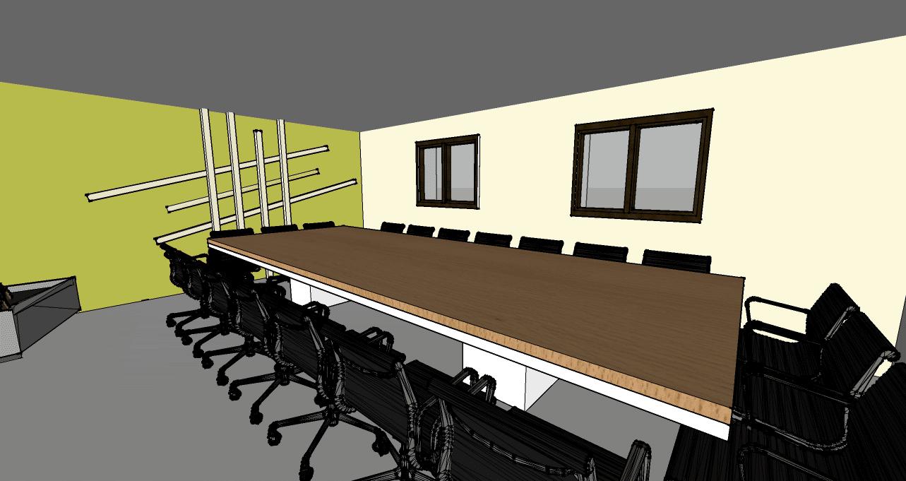 הדמיית עיצוב חדר ישיבות במשרד